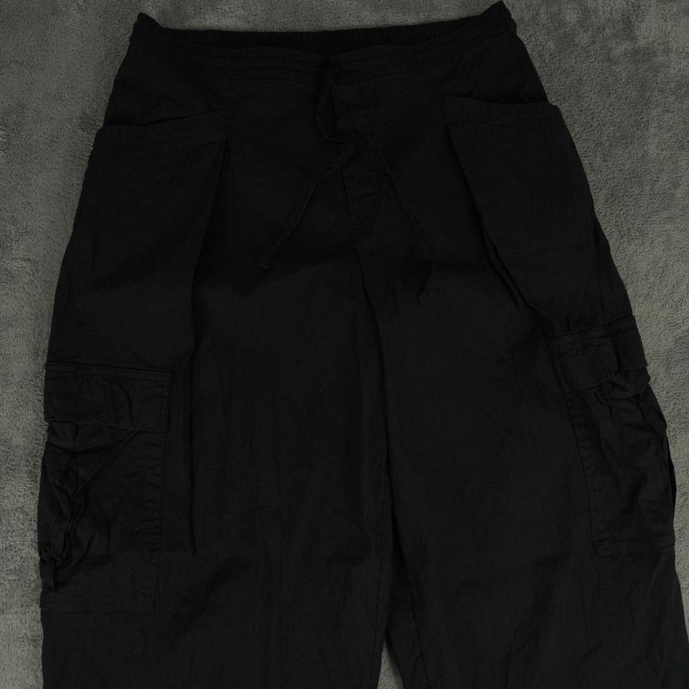 Athleta Paradise Wide Leg Pants Womens M Black Linen Blend Wide Leg Cargo Pocket